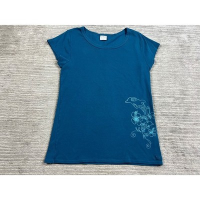 Crazy Shirts T-Shirt Womens Large Teal Dolphin Hibiscus Graphic AX1DJ07 Hawaiian
