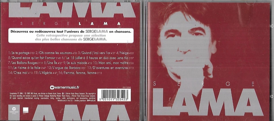 CD 16 TITRES SERGE LAMA BEST OF 2009 INCLUS JE SUIS MALADE - Photo 1/1
