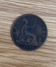 1887 One Penny Bronze Coin Queen Victoria 