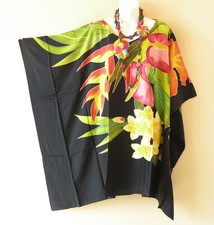 KB331 Batik Floral Plus Hand Painted Caftan Hippie Tunic Blouse Top up to 5X