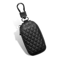 Car Key Case, Genuine Leather Keyfob Holder, Remote Auto Key Fob Cover black