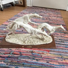 VTG Auro Belcari Racing Greyhounds Figurine Dear Studio Art Deco Signed Plaque