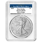 2025 $1 American Silver Eagle PCGS MS70 FS West Point Label White Frame