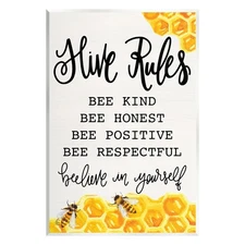 Hive Rules Bee Phrase Wall Plaque Art Design by Fearfully Made Creations
