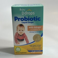 Baby Ddrops Probiotic Liquid Drops with Ddrops Vitamin D 0.07 fl oz 09/2026 New