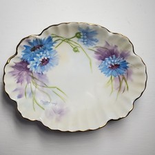 Vintage Claudia Knaff 1987 Hand Painted Floral Plate Gold Scalloped Edge Decor