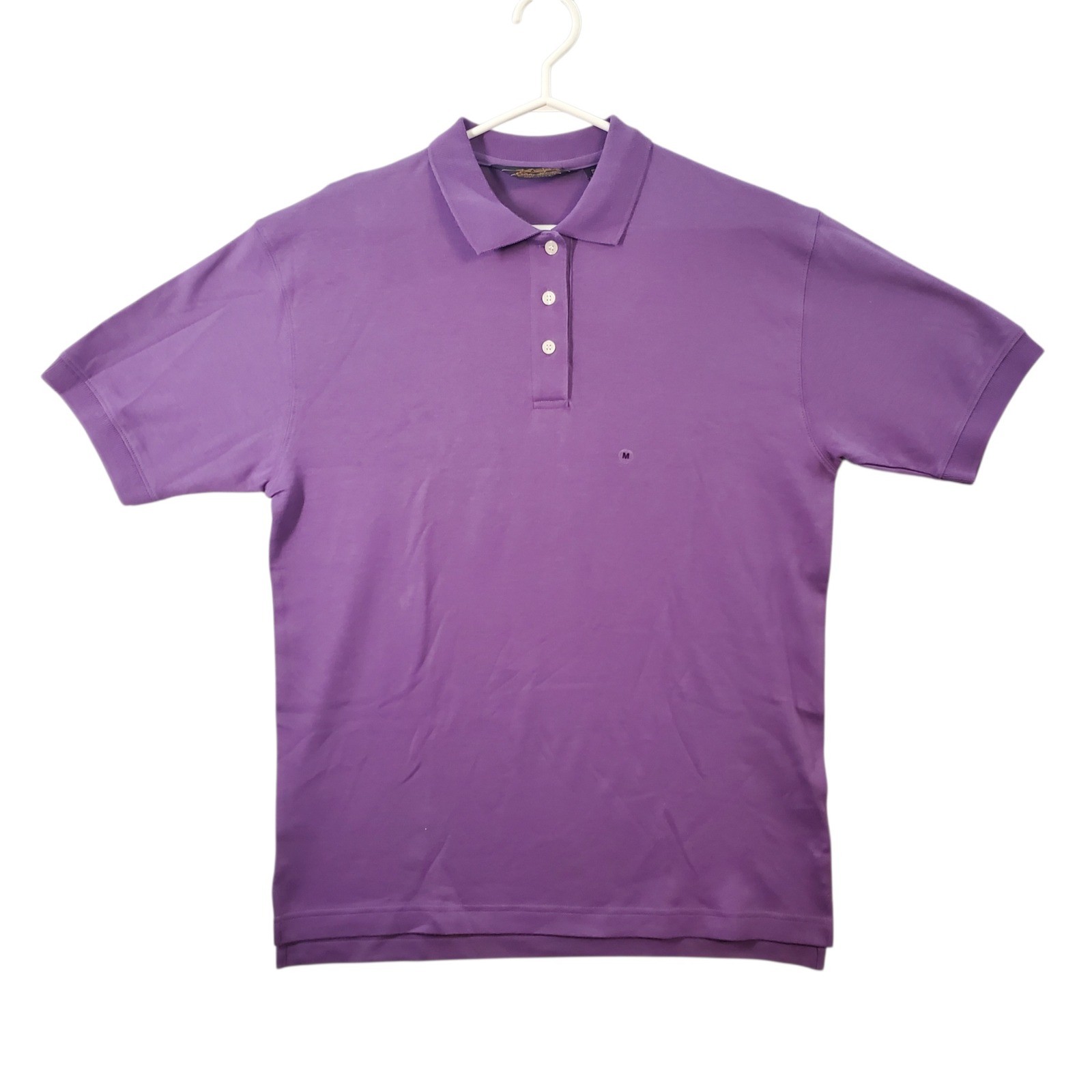 Eddie Bauer Mens Purple Cotton Short Sleeve Polo Shirt Vintage Size M Hong Kong