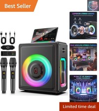 Karaoke Machine, Portable Bluetooth 5.3 Speaker with 2 Wireless Microphones f...