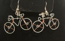 Wire Bicycle Earrings Dangle Drop Handmade