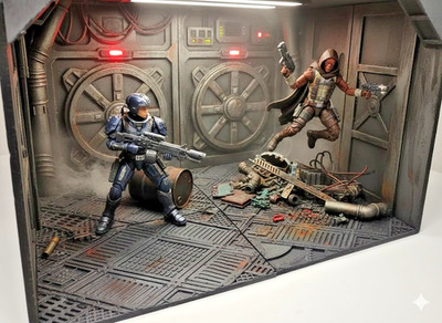 1:12 Modular Sci-Fi Flooring Grille Tiles 2-Pieces Custom Diorama Prop 6'' Figure