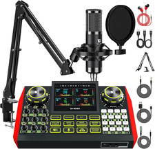 G9 Podcast Equipment Bundle,Audio Mixer Sound Board Live Sound Card,Podcast Micr