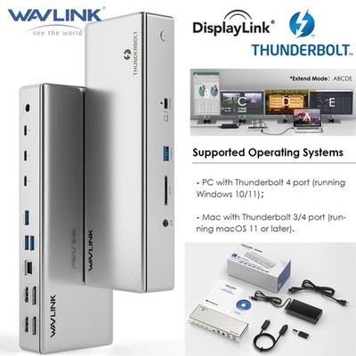 WAVLINK Thunderbolt 4 Laptop Docking Station 4*Thunderbolt 4 Ports Quad 4K@60Hz