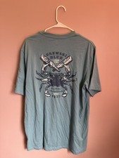 Izod Saltwater Mens LT Brewski Blue Cotton Short Sleeve Shirt Blue