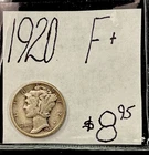 1920 Mercury Silver Dime (F+) Fine+ Condition! ENN Coins