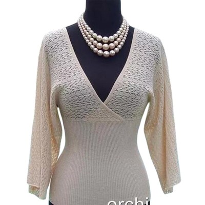 Cache Tan Plunging Double V Neck Wrap Peek A Knit Dolman Sleeve Top New NWT $118