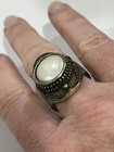 Lucky Brand Large Vintage Style Ring. Gold Tone w/Mother of Pearl Stone. 9.5 — photo 7
