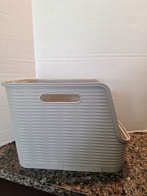 Ribbed Collection - Decorative Plastic  Brightroom gray open front stackable 14L