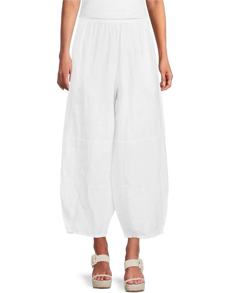 Bryn Walker Olivier Light Linen Ankle Lantern Pull-On Pant White