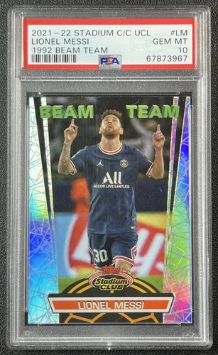 Lionel Messi PSA 10 2021 Topps Stadium Club Chrome UCL #BT-LM 1992 Beam Team 967