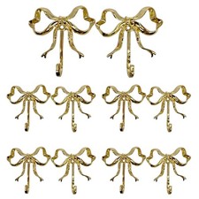 10 PCS Small Gold Bow Hooks Wall Bowknot Metal Hanging 2.76x2.56x0.59 Inch