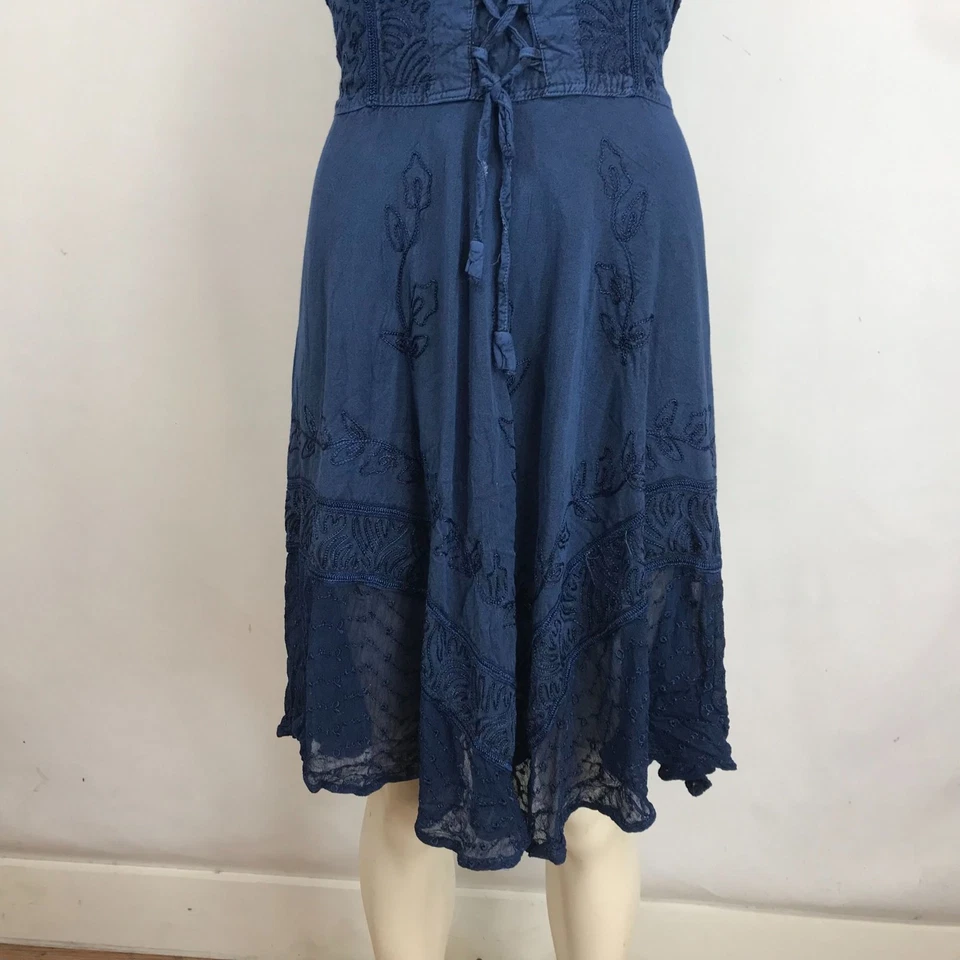 SAKKAS - ЖЕНЩИН L/XL - ТЕМНО-100% ВИСКОЗА БЕЗ РУКАВОВ КРУГЛЫЙ ВЫРЕЗ ВЫШИТОЕ ПЛАТЬЕ - Изображение 3 из 4