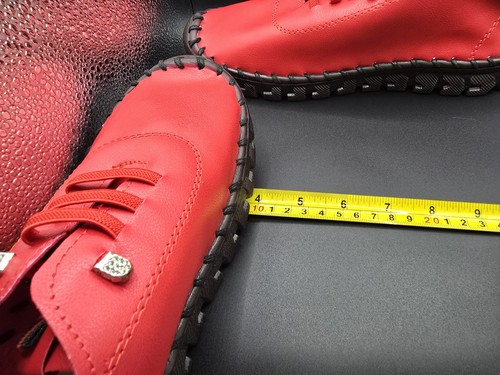 OY Womans Red Faux Leather Laced Up Shoe EU 41 US 9-9 1/2 - Picture 11 of 12