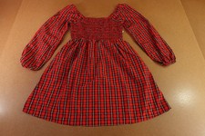 Old Navy Womens Small Red Tartan Plaid Long Sleeve Smocked Fit & Flare Dress NWT