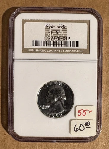 1952 PROOF WASHINGTON QUARTER NGC PF67.