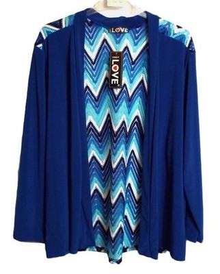 NEU SUPER FIRST LOVE  BLAU ZICK ZACK CARDIGAN STIL TOP GR. 16 # B225