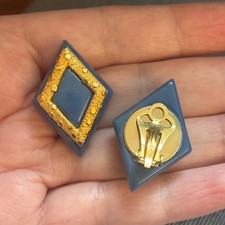 Boucles D'oreilles Vintage Clips En Résine Bleue - Modèle #MB# K17, Occasion