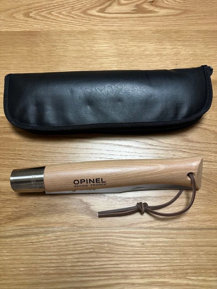 Cuchillo Plegable Opinel Nº13 Acero Inoxidable Mango de Haya con Estuche de Cuero 12 pulgadas Foto 2 de 4