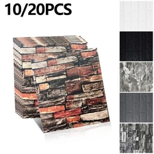10/20pc 3D Tile Brick Wall Sticker Self-adhesive Waterproof Foam Panel Wallpaper