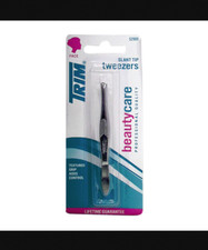 TRIM Beauty Care Deluxe Slant Tip Tweezers 00491 Stainless Steel Wo35