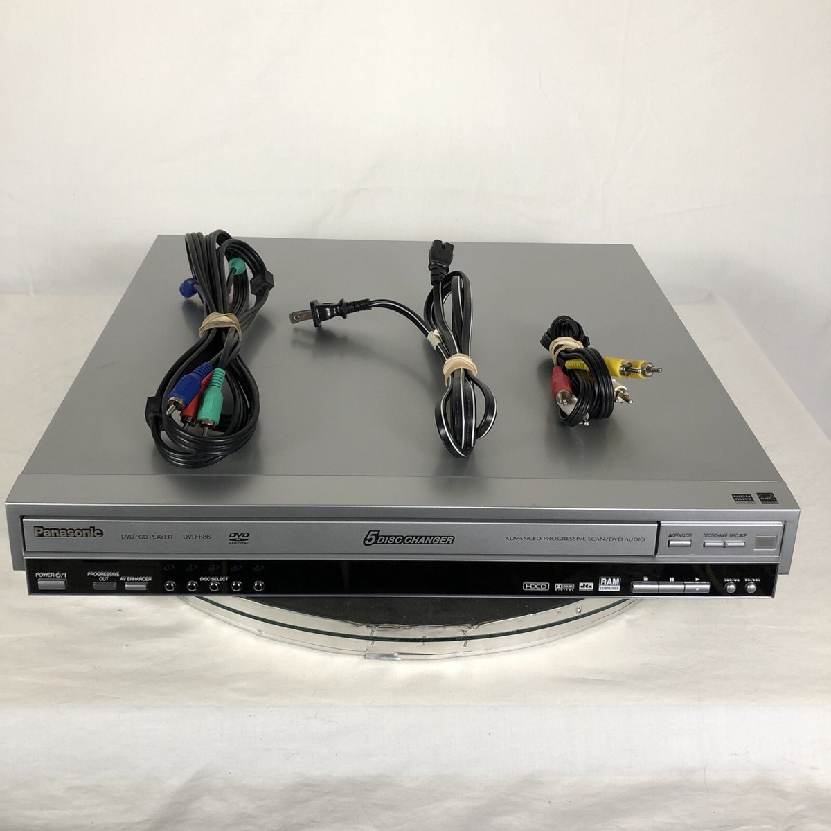 Panasonic 5 Disc Changer Audio Video Player Component DVD-F86 DVD CD W Cables Panasonic 5 Disc Changer Audio Video Player Component DVD-F86 DVD CD W Cables