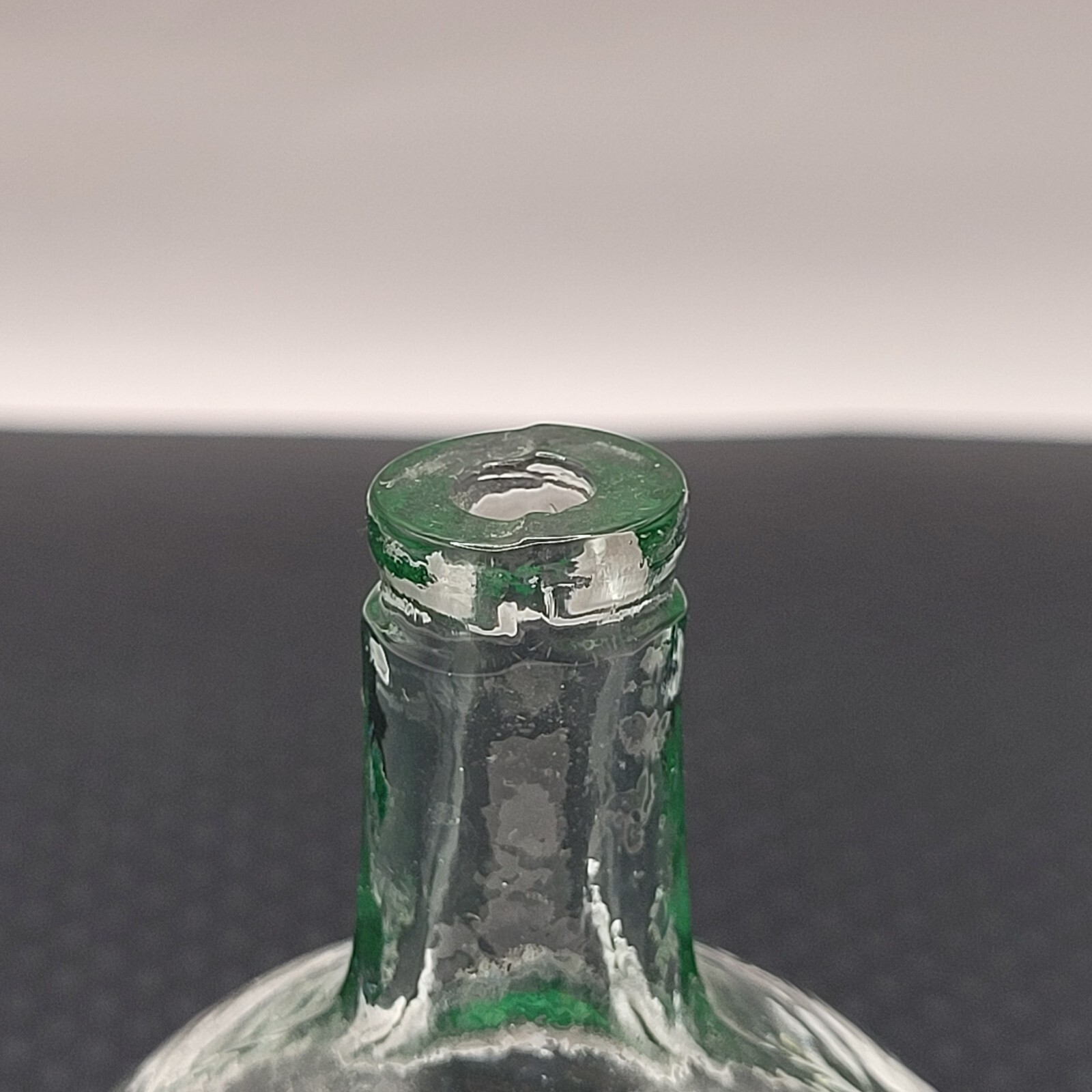 Green Tint Miniature Clear Glass Bottle Jug Balloon Stem Vase Decorative