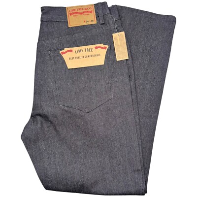 LIME TREE Men's Regular Fit Straight Leg Denim Jeans Size 30-52