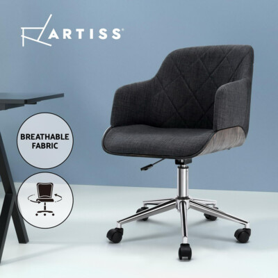 Artiss Wooden Office Chair Computer Desk Chairs Bentwood Fabric