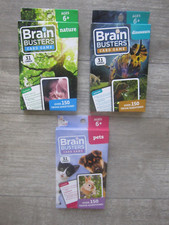 Lot Of 3 Brain Busters Gaming Cards - 31 Cards Each - Pets,Dinosaurs,Nature