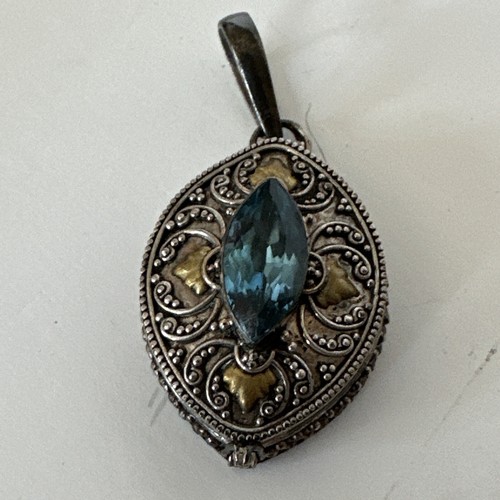 Sterling silver rainbow topaz pendant pill container #9