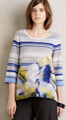 NWOT Anthropologie Troubadour Arty Felted Stripe Sweater, Size SP