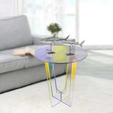 Iridescent Coffee Table Acrylic Side Table End Table For Living Room 17.7*20.3in