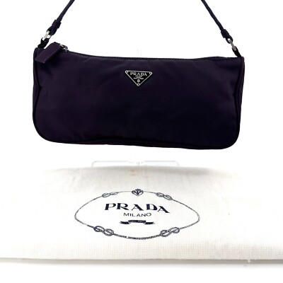 PRADA Accessory Pouch Nylon purple Silver Made In ITALY From JAPAN Auth