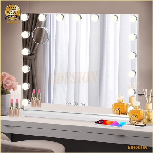 Latge Wall Mirror LED Makeup Mirror Magnifying Vanity Mirror W/UBS Port Tabletop - Picture 16 of 46