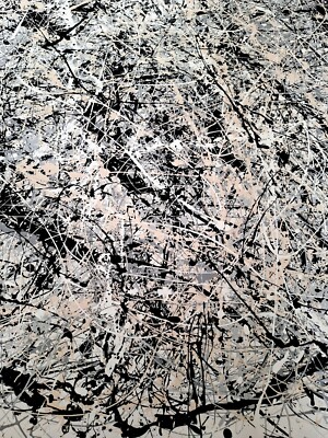 Original Abstract Action Painting jackson pollock style unstretched 36x41 Canvas