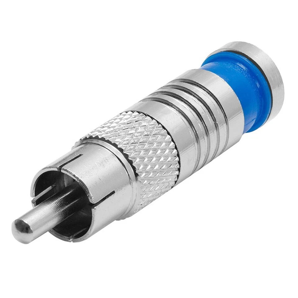 10 Pcs RCA Male Compression Connector RG59 Coax Coaxial Audio Video Cable Blue - Image 3 of 3