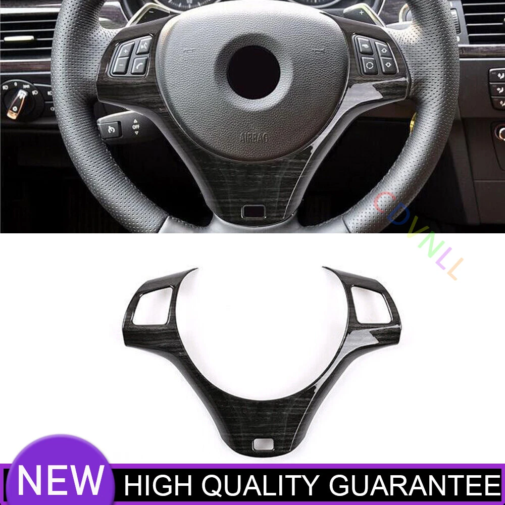 For 2005-2012 BMW 3-Series Black Wood Grain Interior Cover Steering Wheel Trim