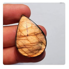 45.4ct Natural Labradorite Pear Cabochon AAA Untreated Unheated Canada