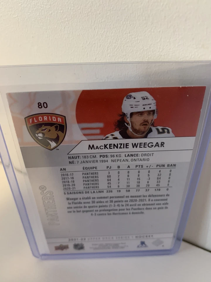 2021-22 Upper Deck Series 1 French Variation MacKenzie Weegar #80 - Image 2 of 2