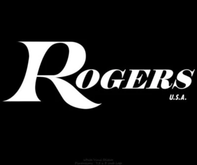 Rogers USA Drums, Vinyl logo 7'' White logo sticker decal for bass drum