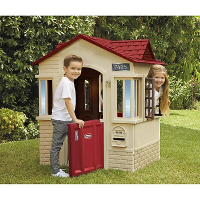 Plastic Cabin Playhouse Playset Window Indoor Outdoor Backyard